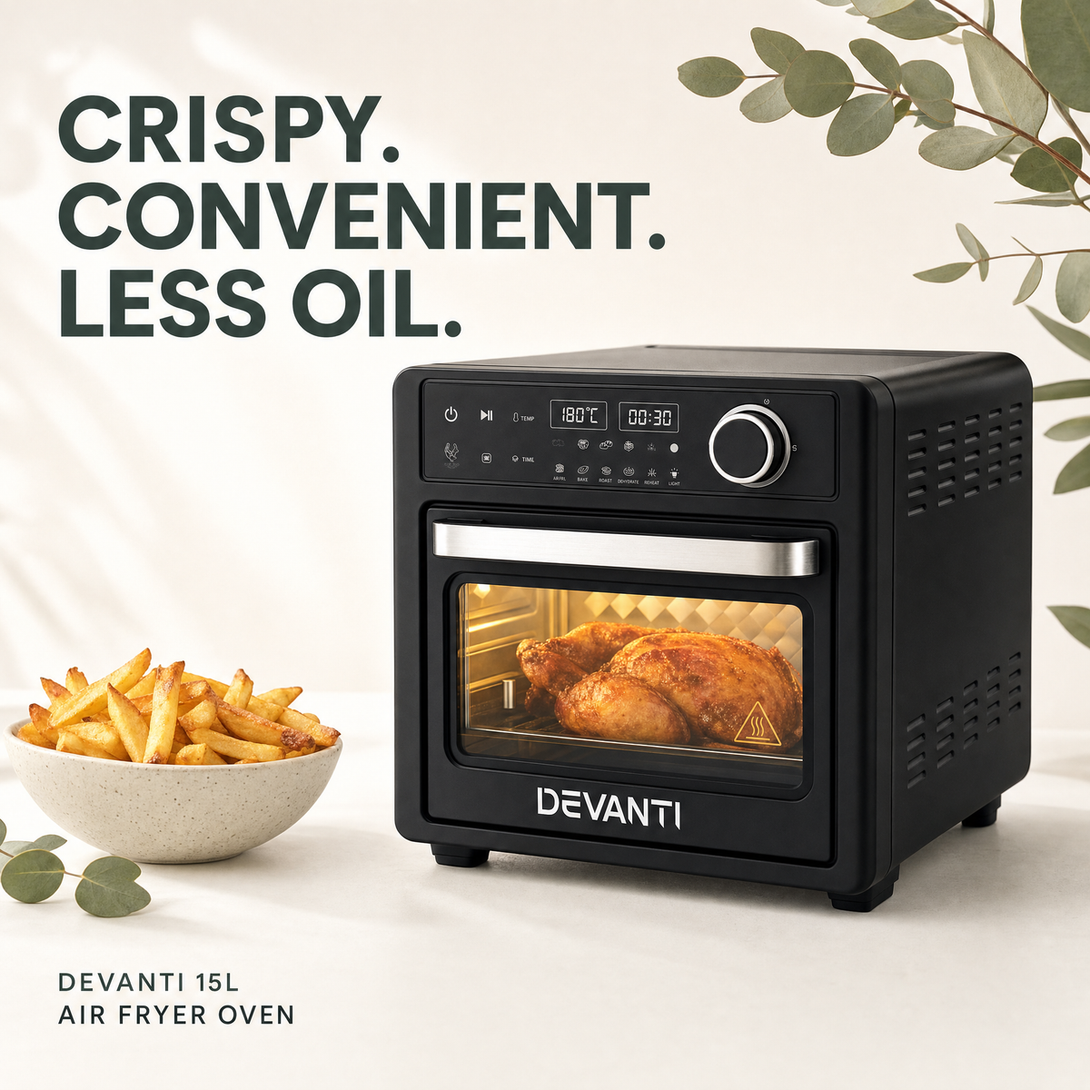 GlassGlow Daily Air Fryer – Healthy Cooking, Less Oil, Crisp Food Fast