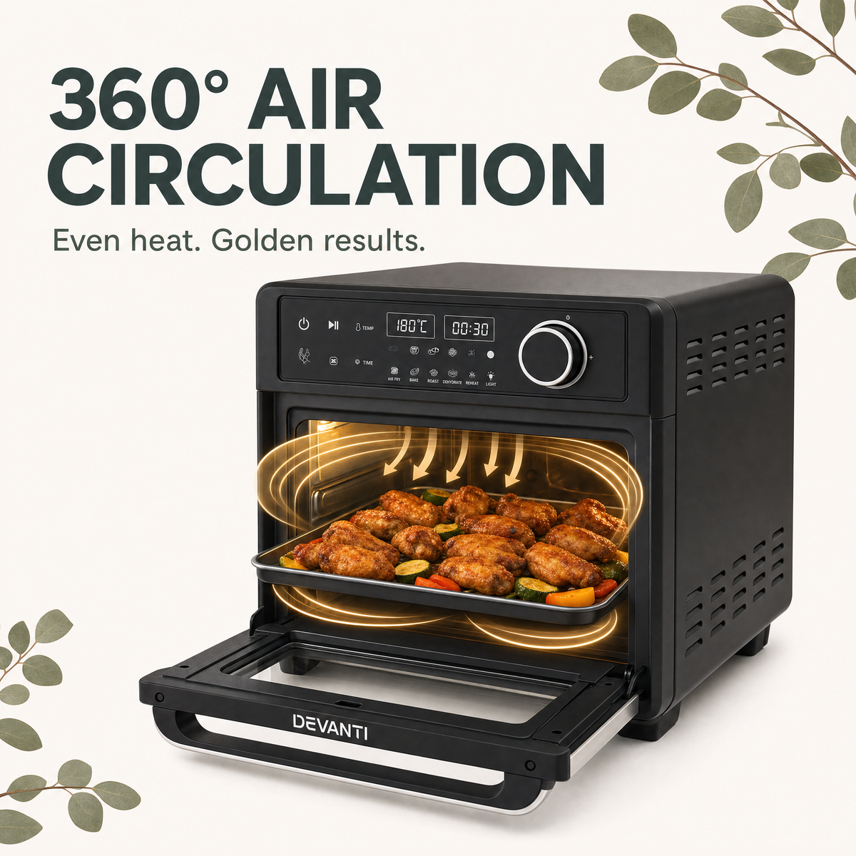 GlassGlow Daily Air Fryer – Healthy Cooking, Less Oil, Crisp Food Fast