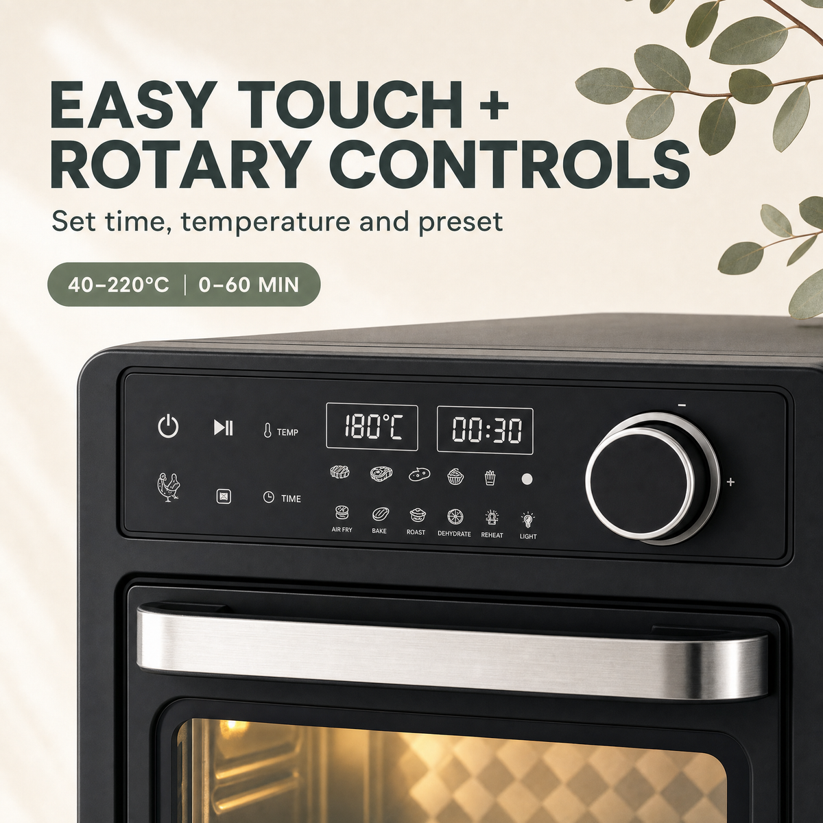 GlassGlow Daily Air Fryer – Healthy Cooking, Less Oil, Crisp Food Fast