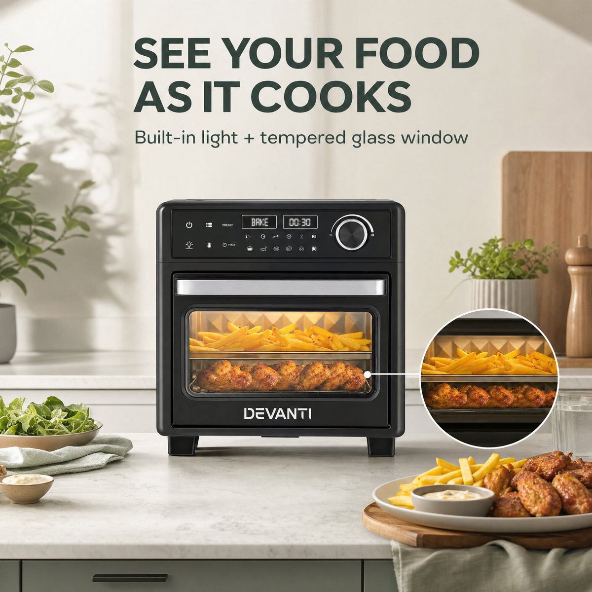 GlassGlow Daily Air Fryer – Healthy Cooking, Less Oil, Crisp Food Fast