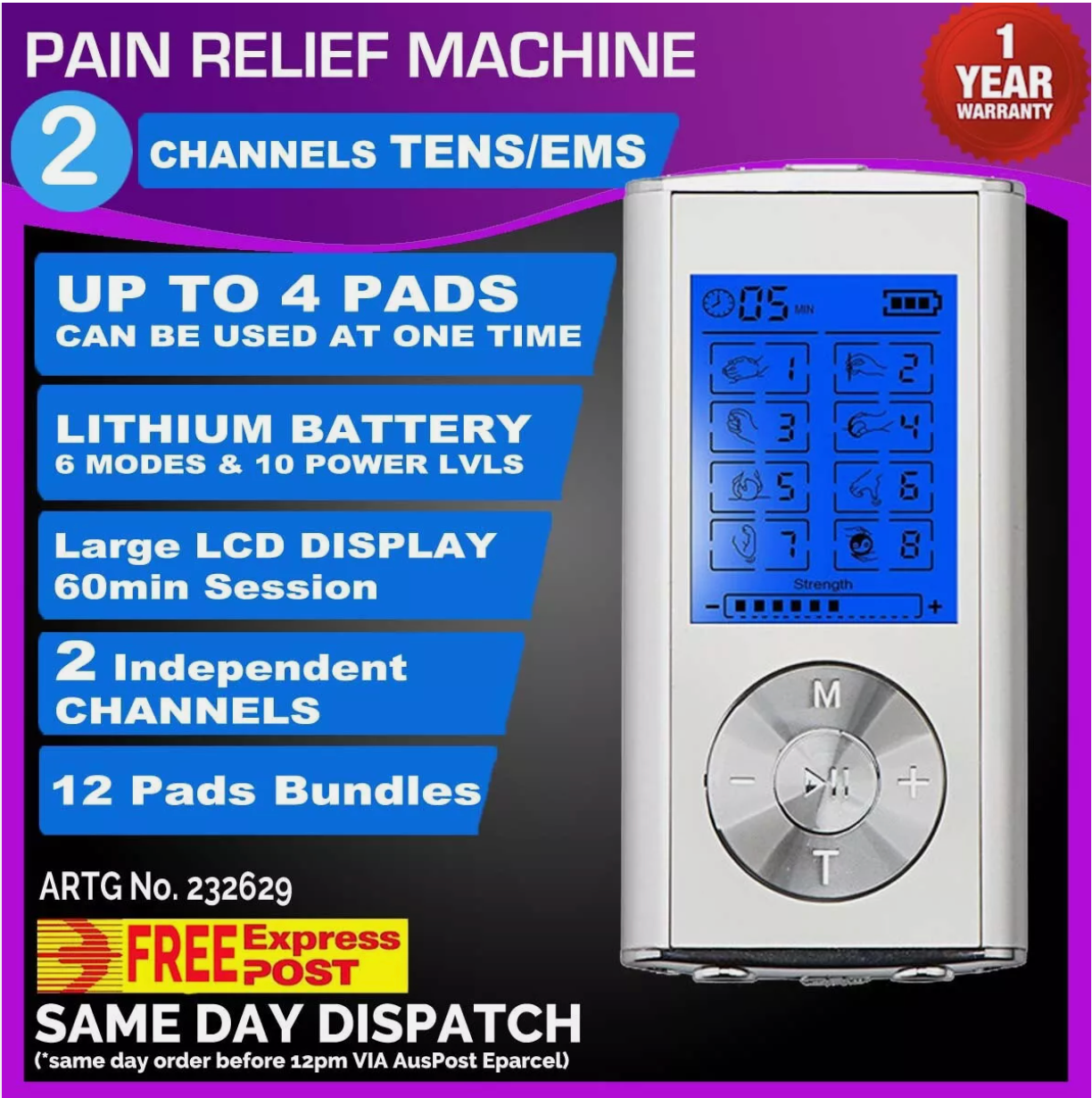 TENS Machine 2.0 – Relieve Pain Fast, Restore Muscle Strength