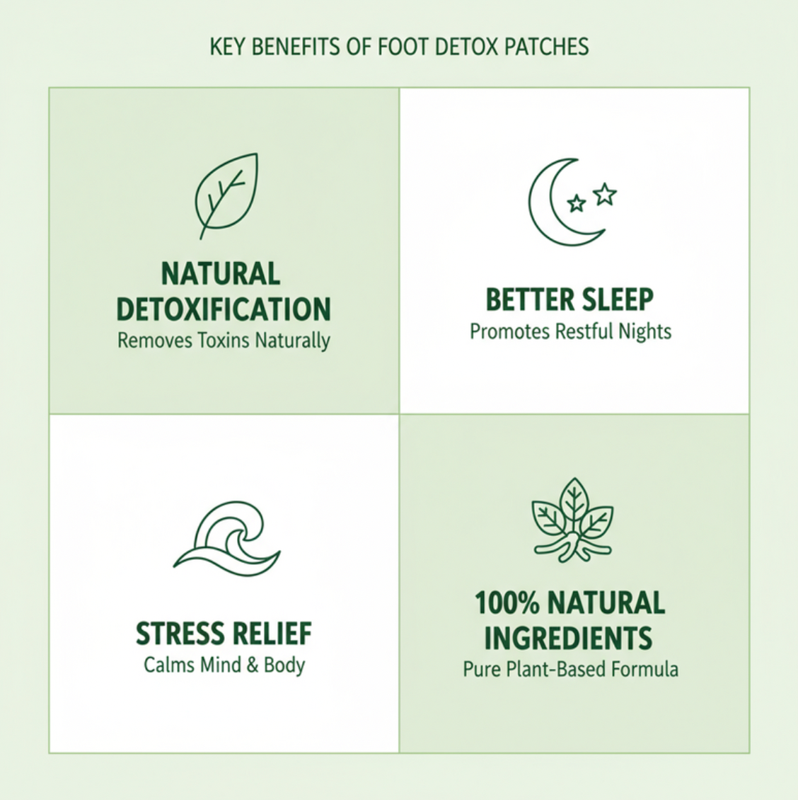 Diagram explaining how detox foot pads draw out impurities overnight through natural herbal ingredients.