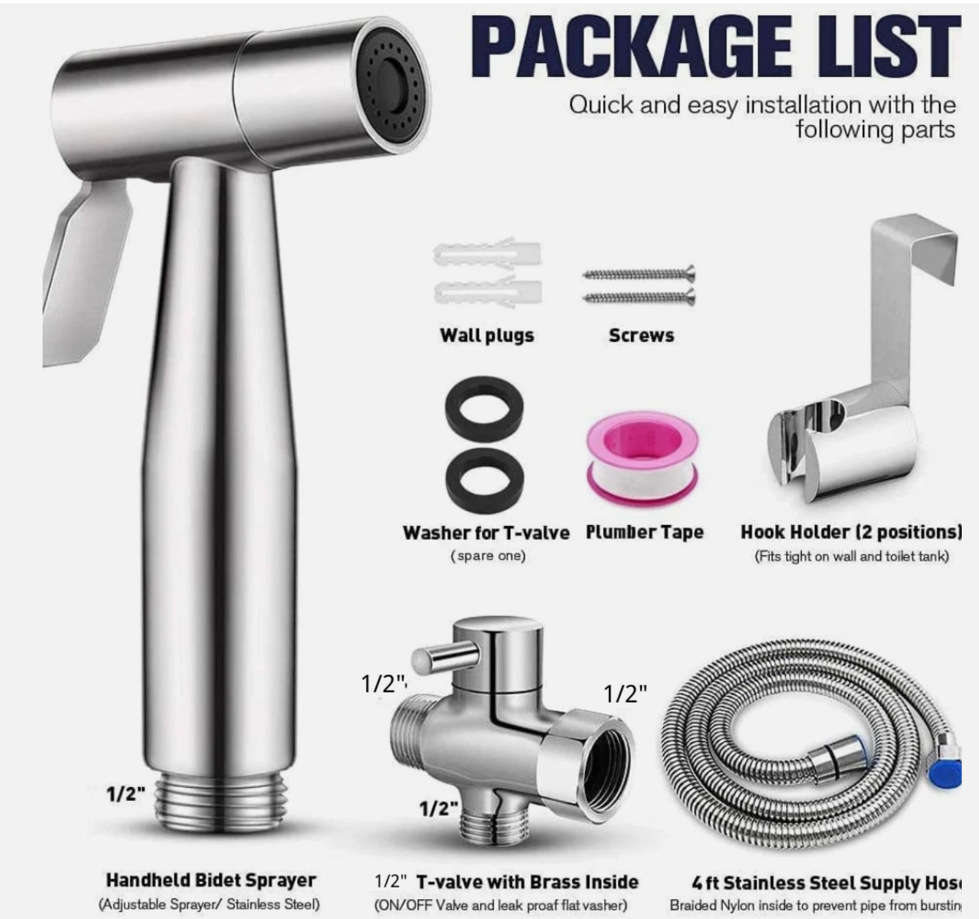 Handheld Bidet Sprayer – Premium Stainless Steel Hygiene System