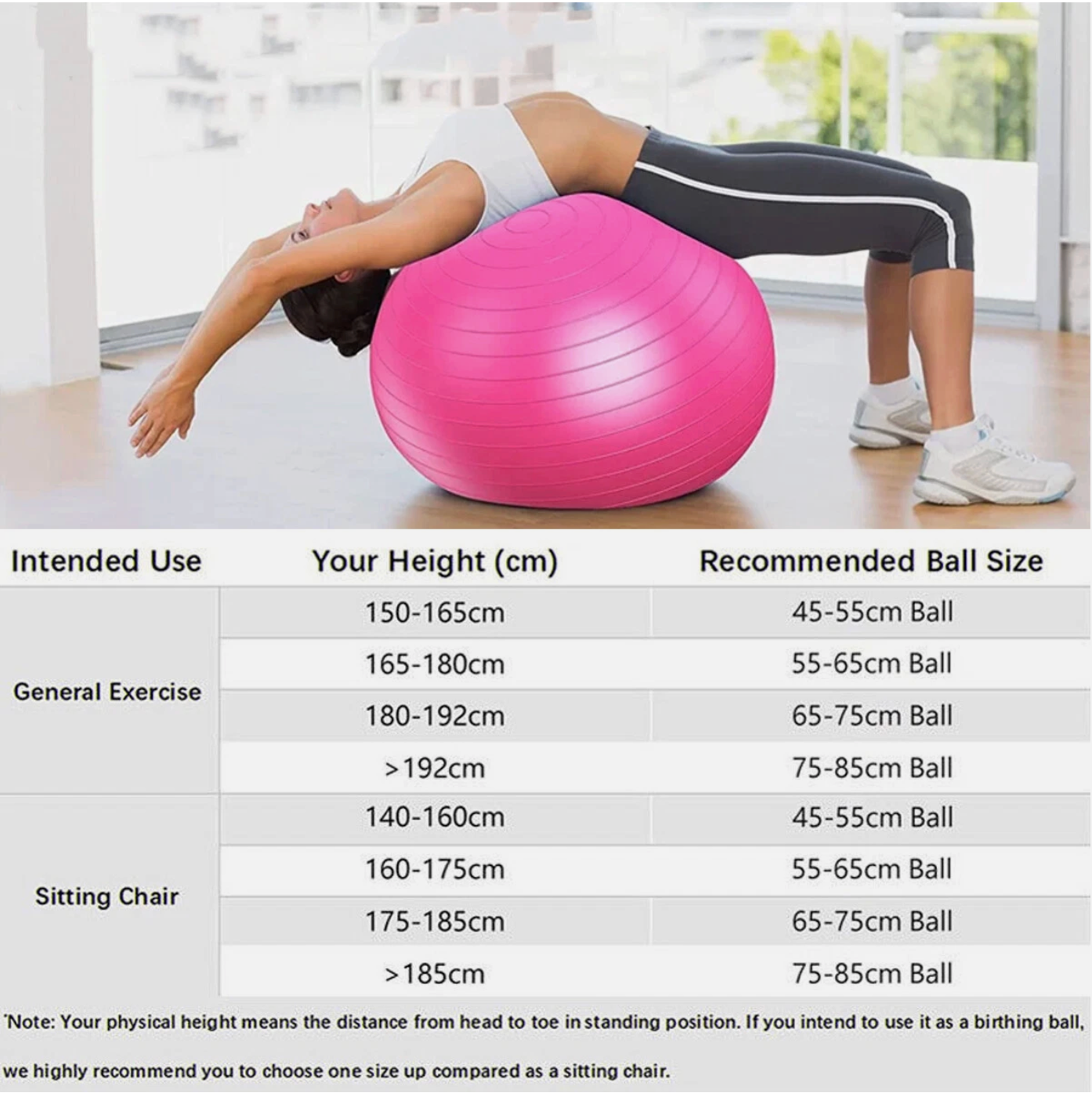 Swiss Exercise Ball 55-85cm - Build Core, Improve Balance
