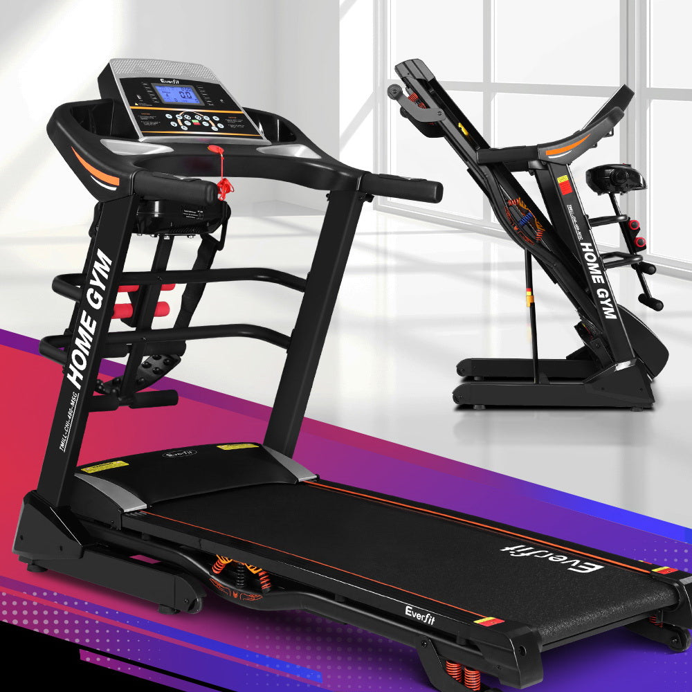 Incline treadmill with advanced console, adjustable incline settings, and shock-absorbing running deck for home workouts.