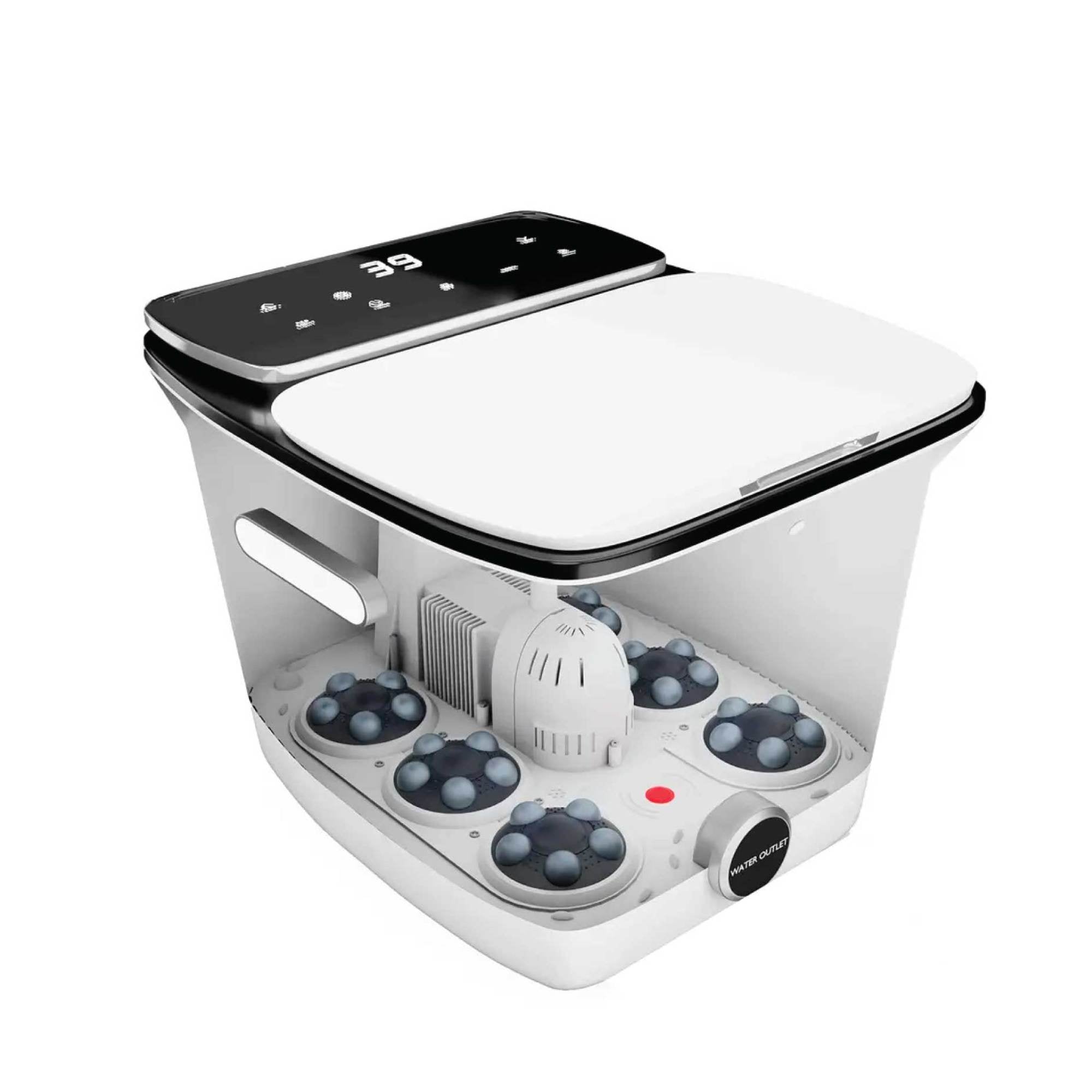 Foot spa with digital temperature and massage rollers for relaxation and pain relief