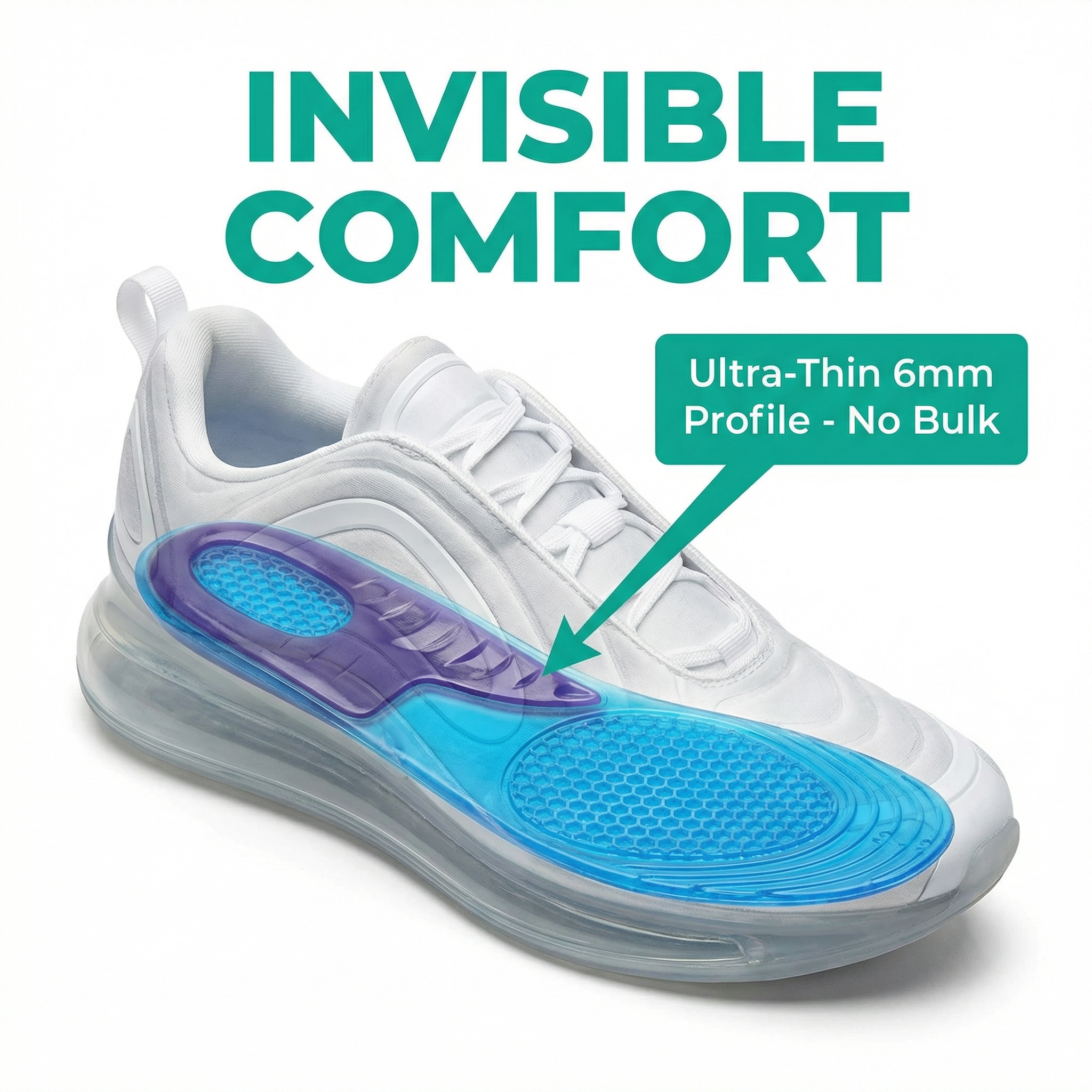 Massaging Gel Insoles - Relieve Foot Pain, Support All Day