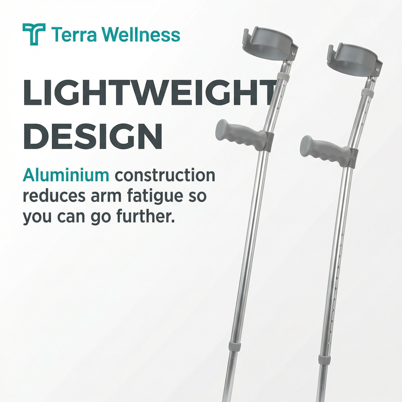 Forearm Elbow Crutches (Pair) - Adjustable, Heavy-Duty Support up to 160kg