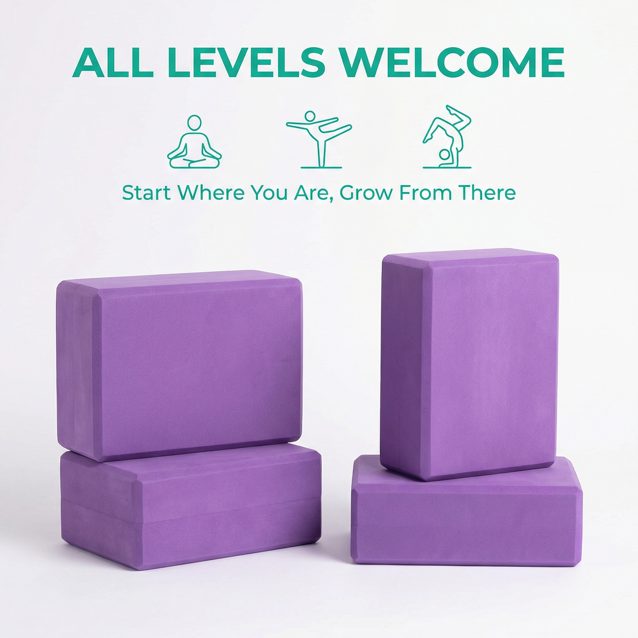 Yoga Blocks (2-Pack) - Deepen Stretches, Prevent Injury