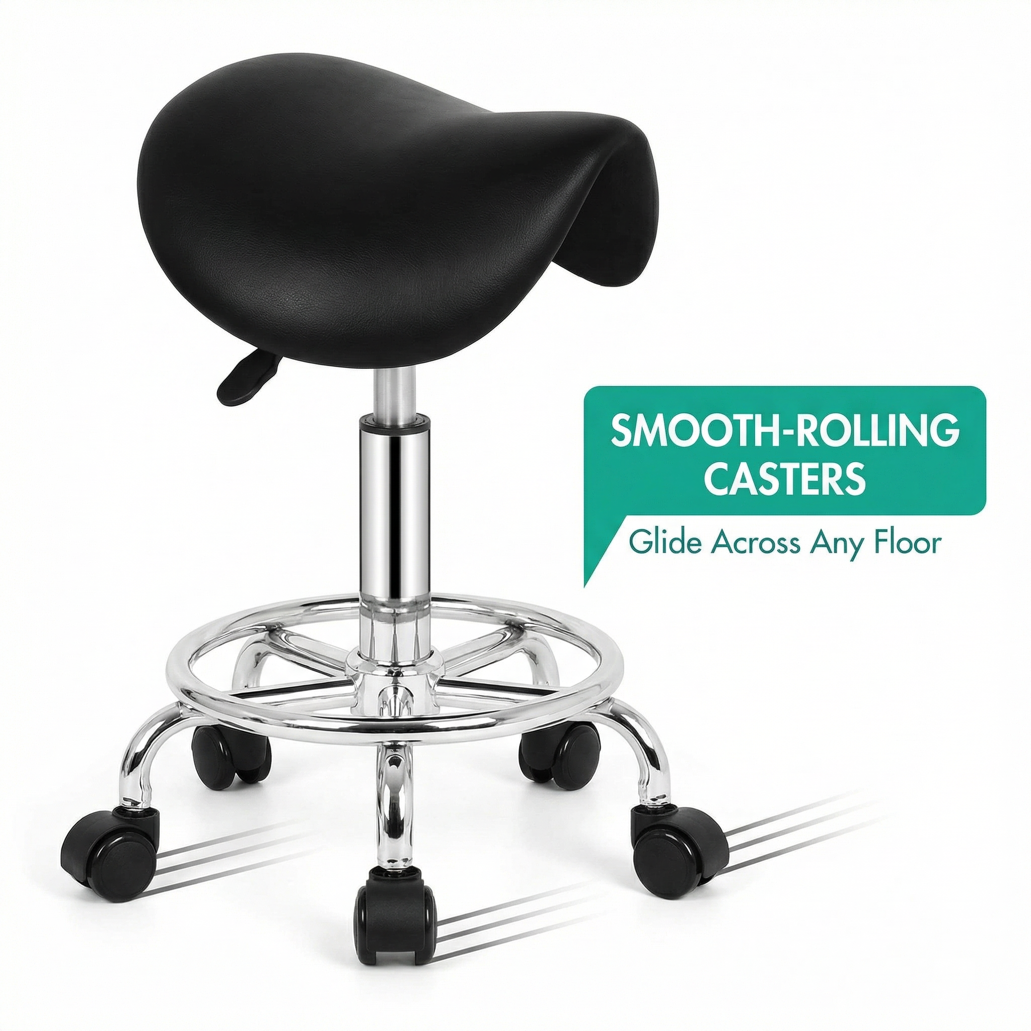 Saddle Stool - Salon Stool, Ergonomic Comfort, 360° Swivel