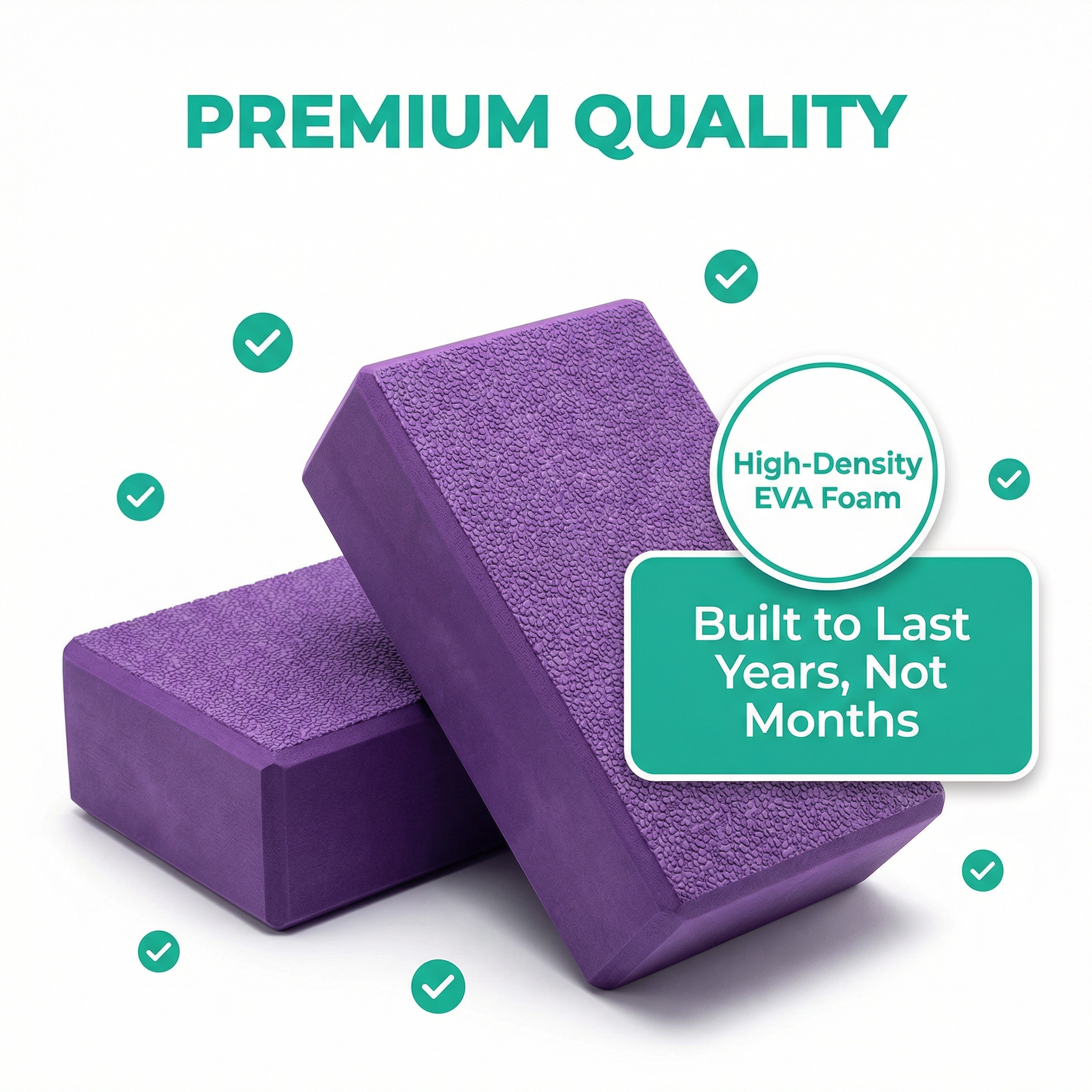 Yoga Blocks (2-Pack) - Deepen Stretches, Prevent Injury
