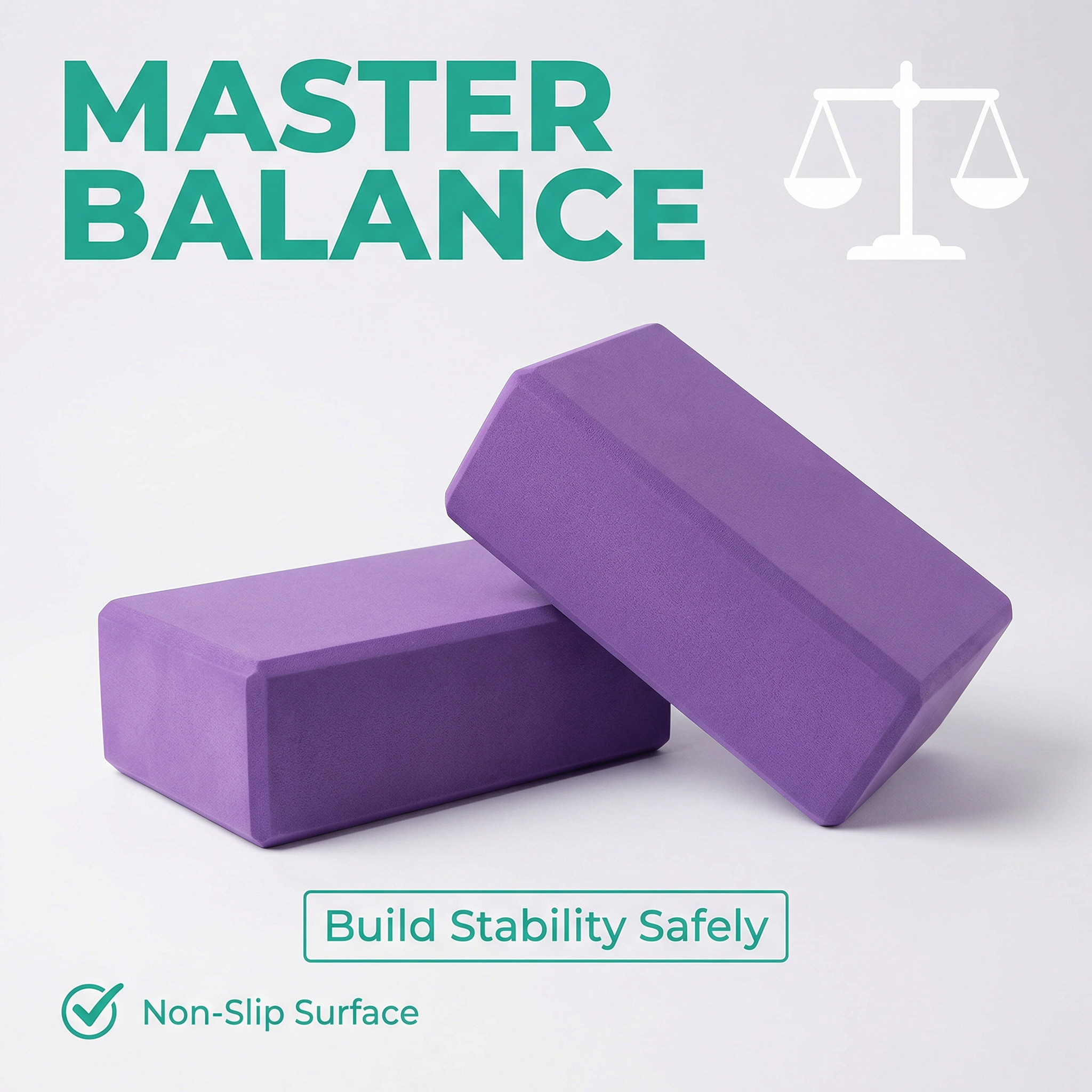 Yoga Blocks (2-Pack) - Deepen Stretches, Prevent Injury