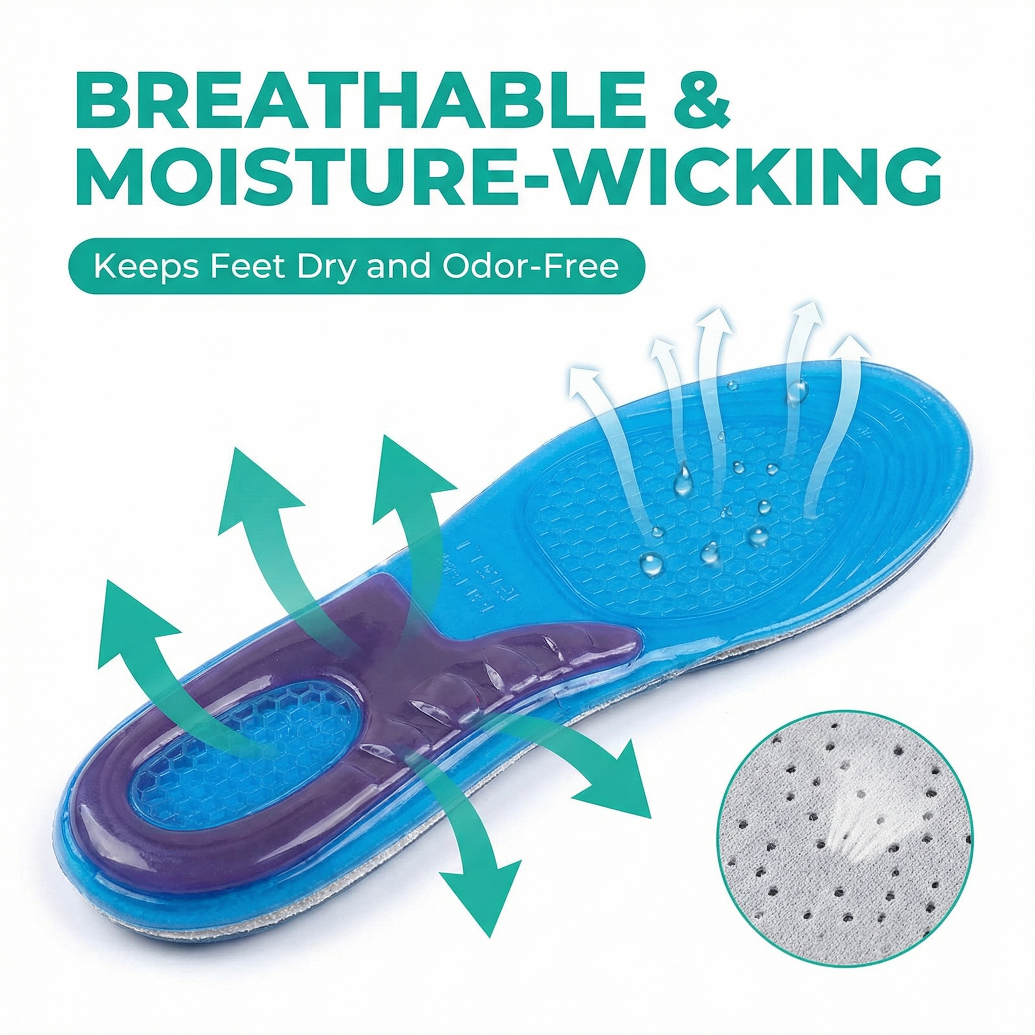 Massaging Gel Insoles - Relieve Foot Pain, Support All Day