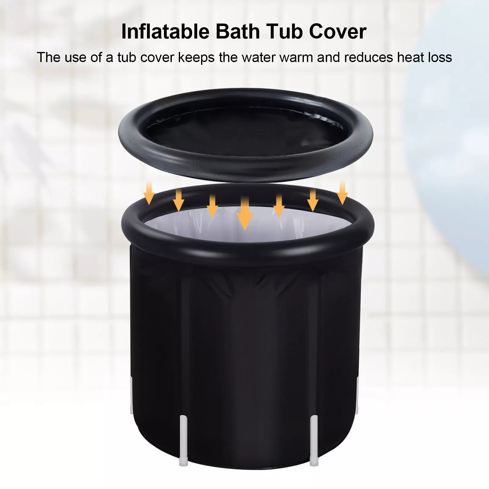 Portable ice bath tub with insulated lid to maintain cold temperature and enhance recovery effectiveness during cold therapy