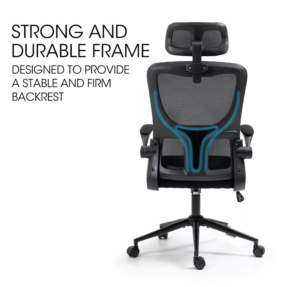Ergonomic office chair with posture support, adjustable headrest, and dynamic lumbar design for optimal comfort and spine alignment