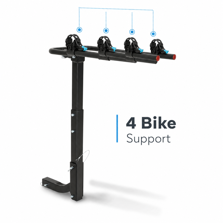 4-Bike Hitch Rack - Secure Quad Transport, Easy Fold Access
