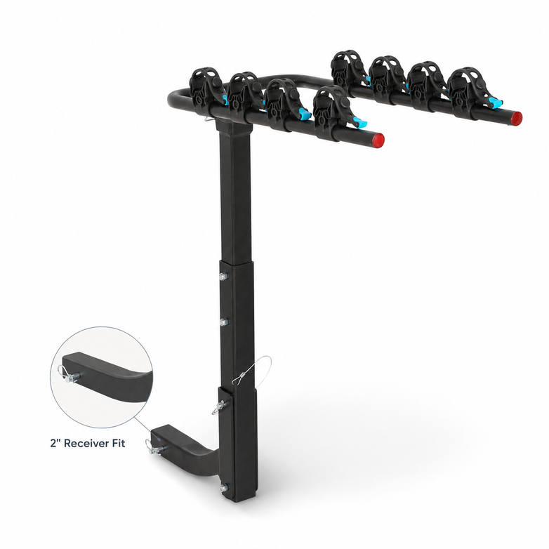 4-Bike Hitch Rack - Secure Quad Transport, Easy Fold Access