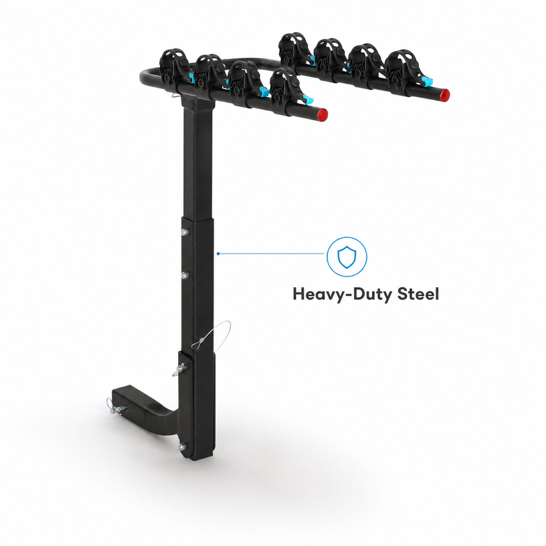 4-Bike Hitch Rack - Secure Quad Transport, Easy Fold Access