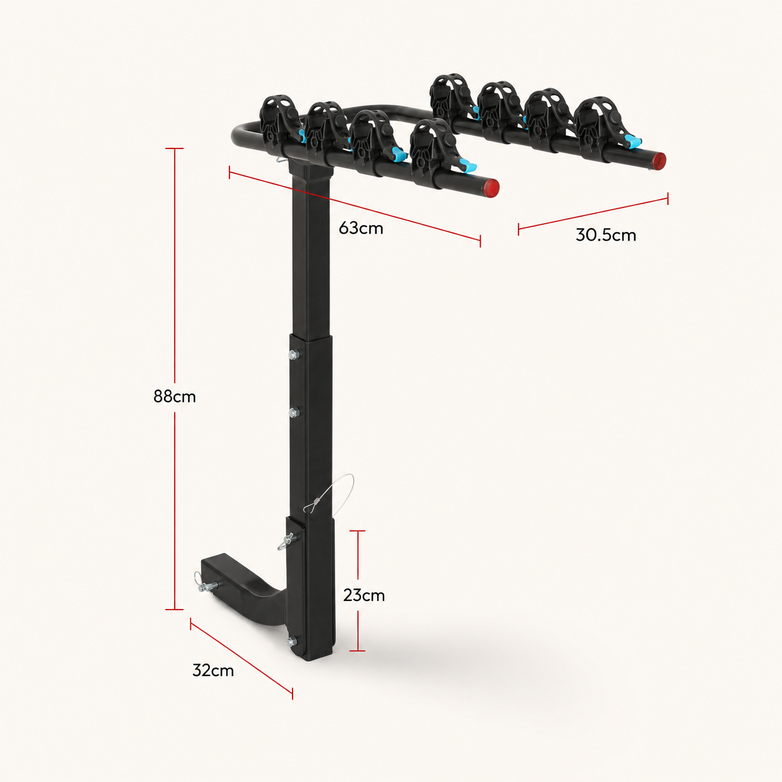 4-Bike Hitch Rack - Secure Quad Transport, Easy Fold Access
