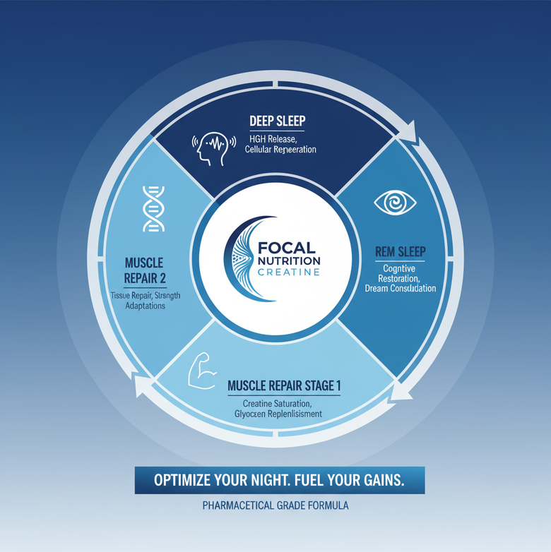Creatine energy cycle diagram explaining how creatine boosts ATP production for faster recovery and enhanced performance.