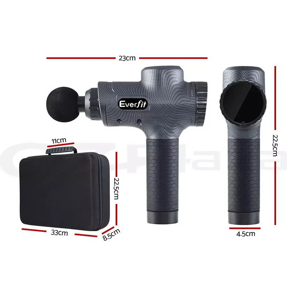 Massage gun portable case and attachments for home gym or travel muscle therapy