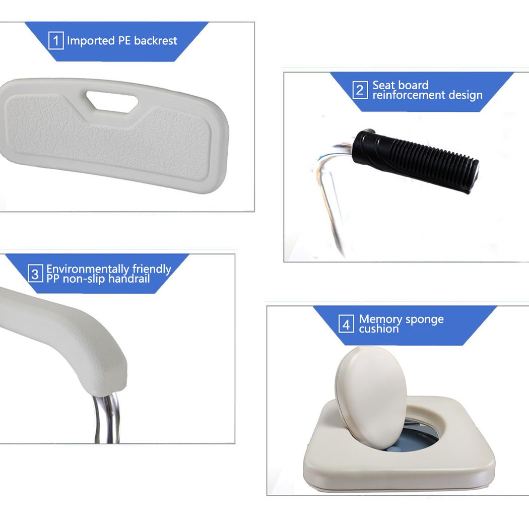 Commode Chair - Mobile Shower Chair, 3-in-1 Wheelchair, Smooth Easy Mobility
