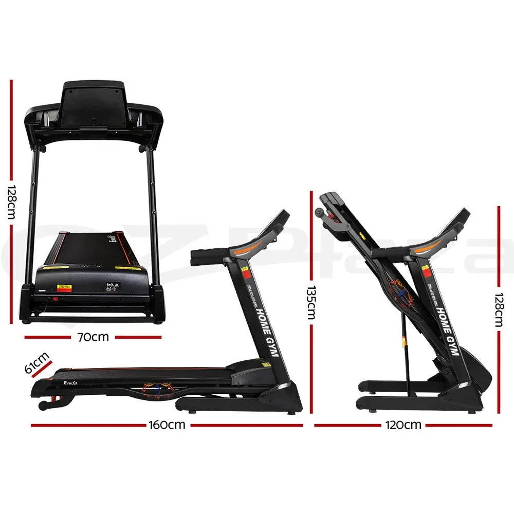 User running on an incline treadmill demonstrating incline function, cushioned deck, and fitness tracking display.