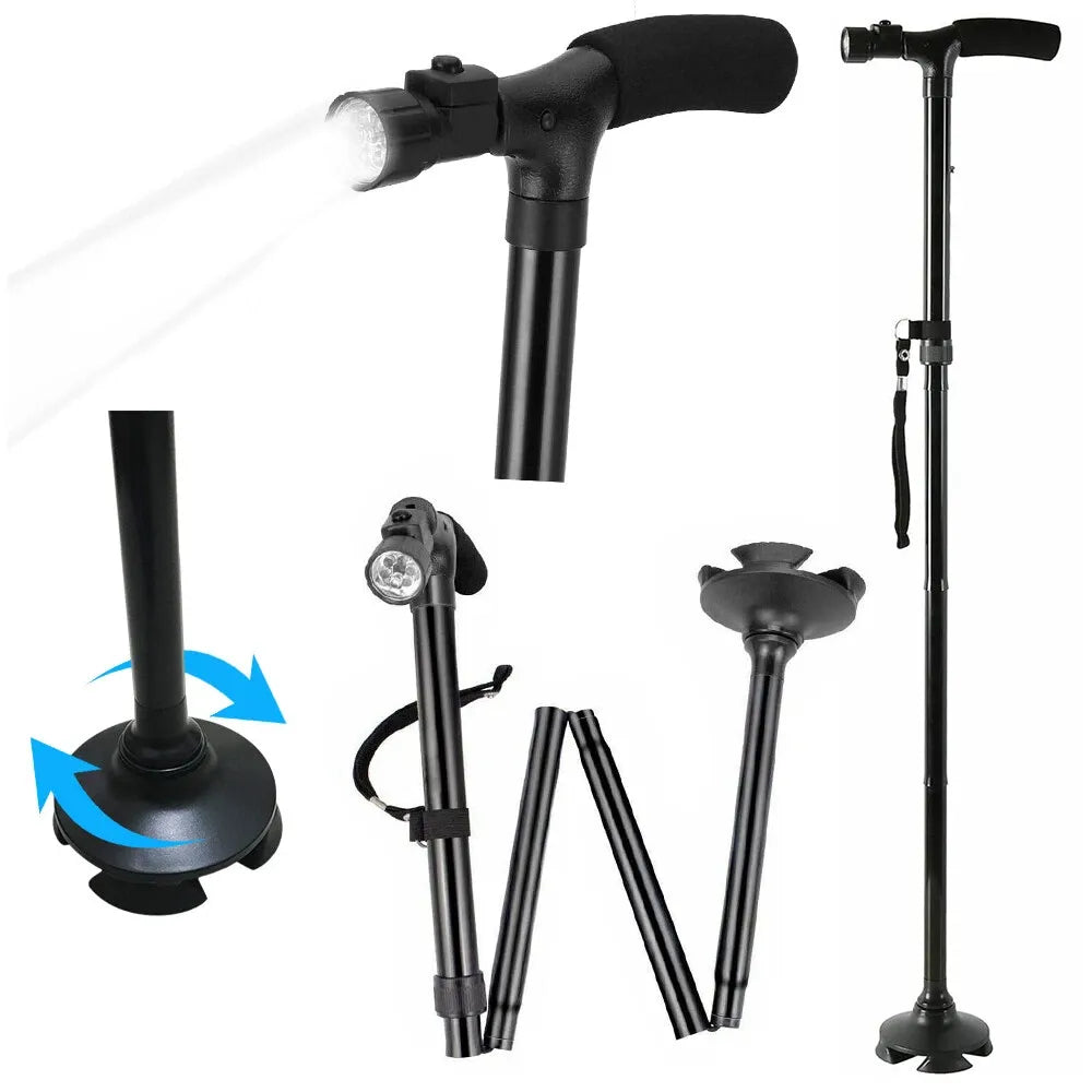 Pack of ergonomic walking sticks with foldable design and accessories