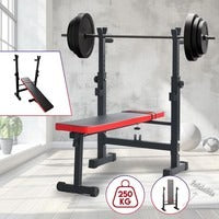 Adjustable squat rack with barbell loaded for weightlifting and power training