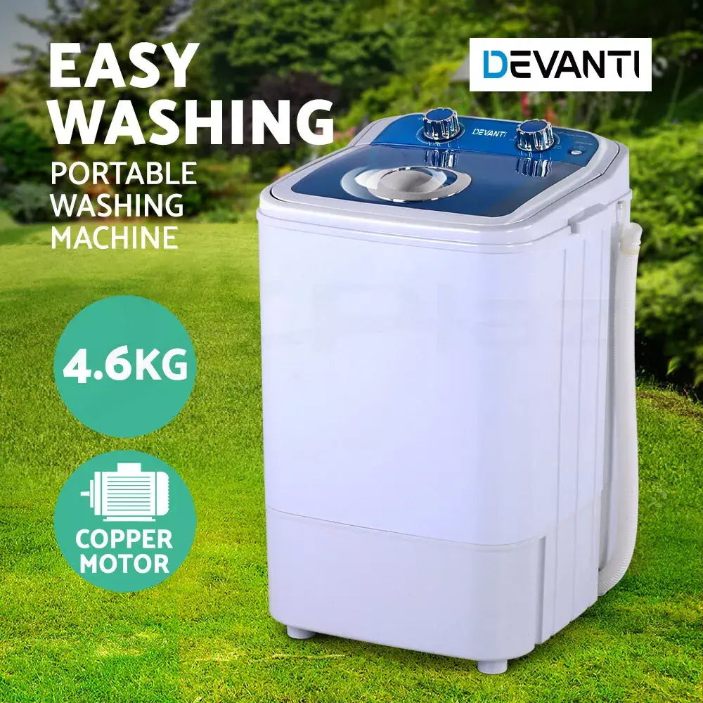 Portable washing machine with 4.8kg capacity for easy outdoor or indoor laundry use
