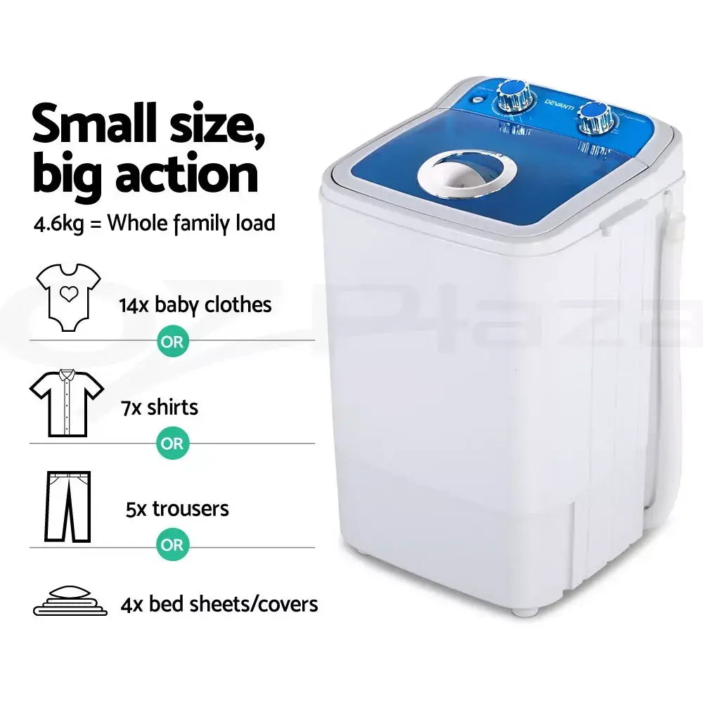 Small portable washing machine with load capacity chart – compact laundry solution