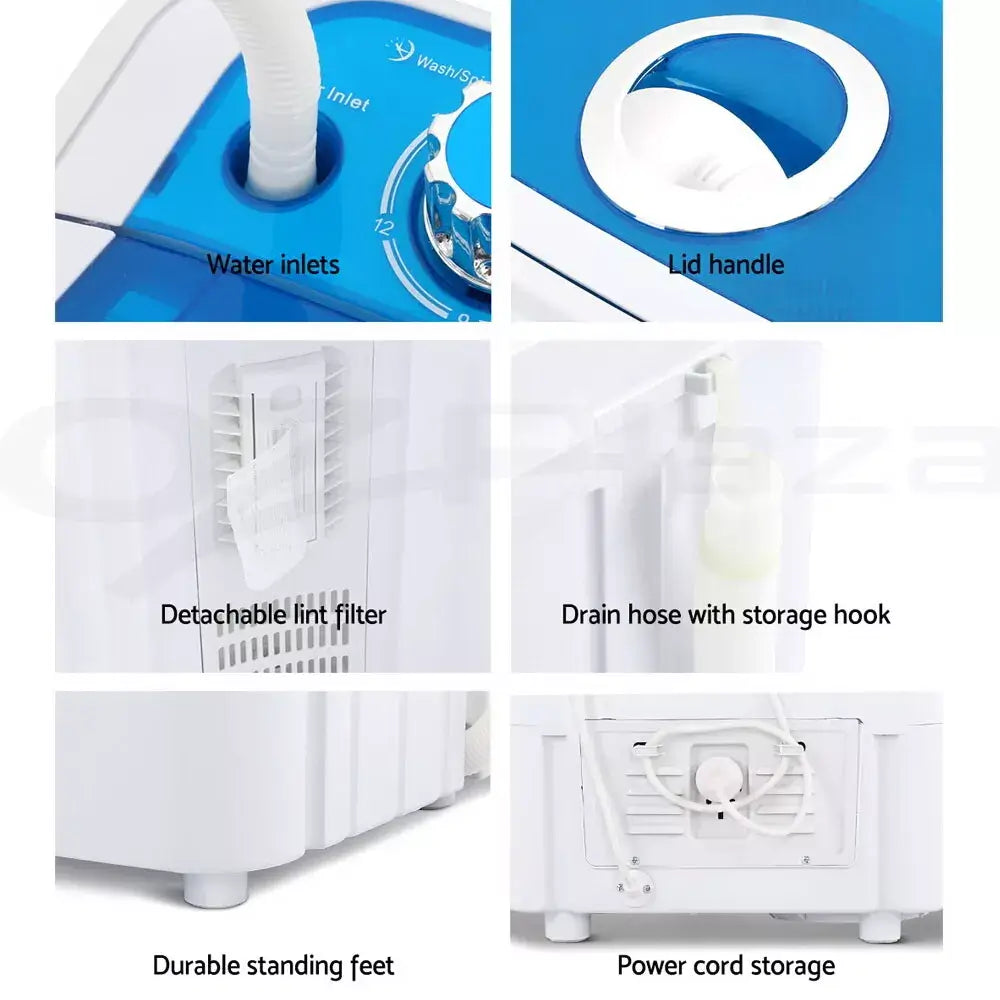 Portable washing machine with dual tub and drain system – compact laundry solution
