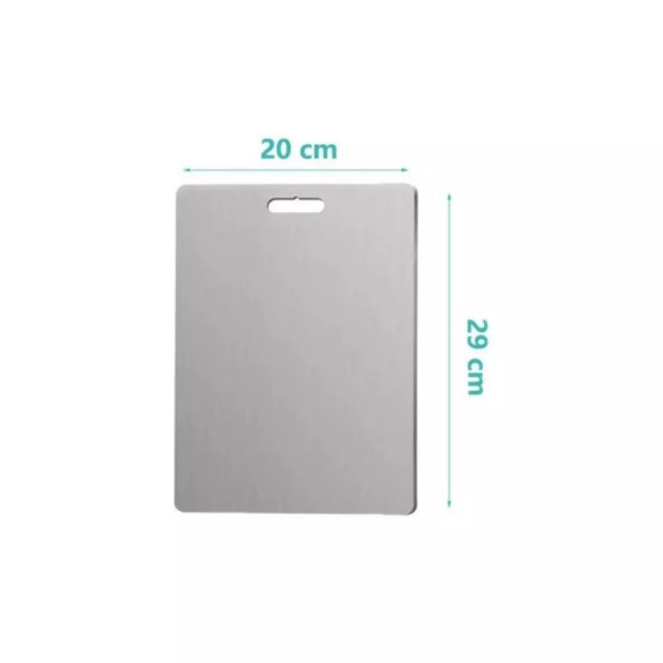 "Front view of a Titanium Cutting Board with dimensions labeled as 30 cm wide and 40 cm tall, highlighting its medium size and rectangular shape with a built-in handle.