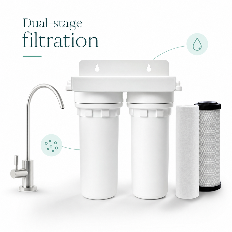 Twin Undersink Filter - Remove Harsh Toxins, Pure Drinking Water