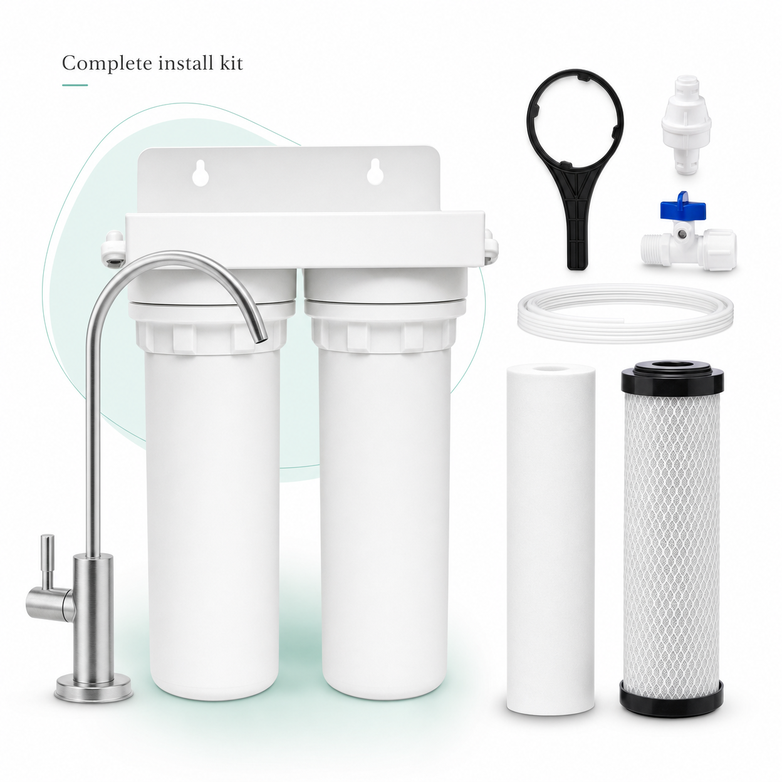 Twin Undersink Filter - Remove Harsh Toxins, Pure Drinking Water