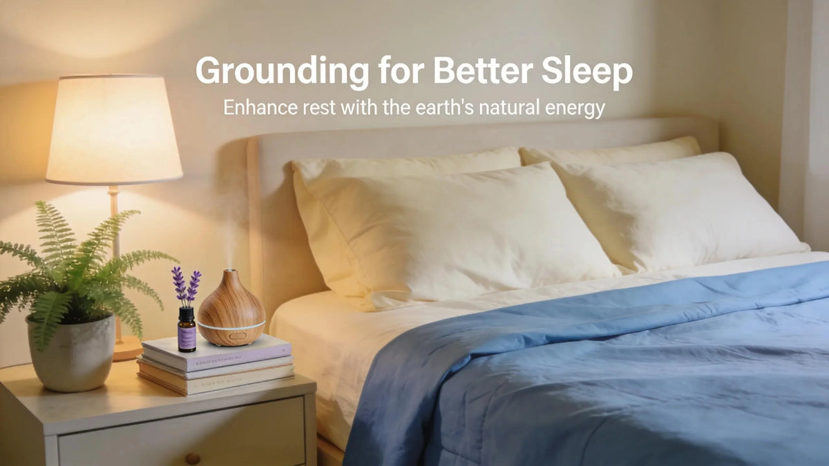 Grounding sheet on a bed promoting better sleep and wellness