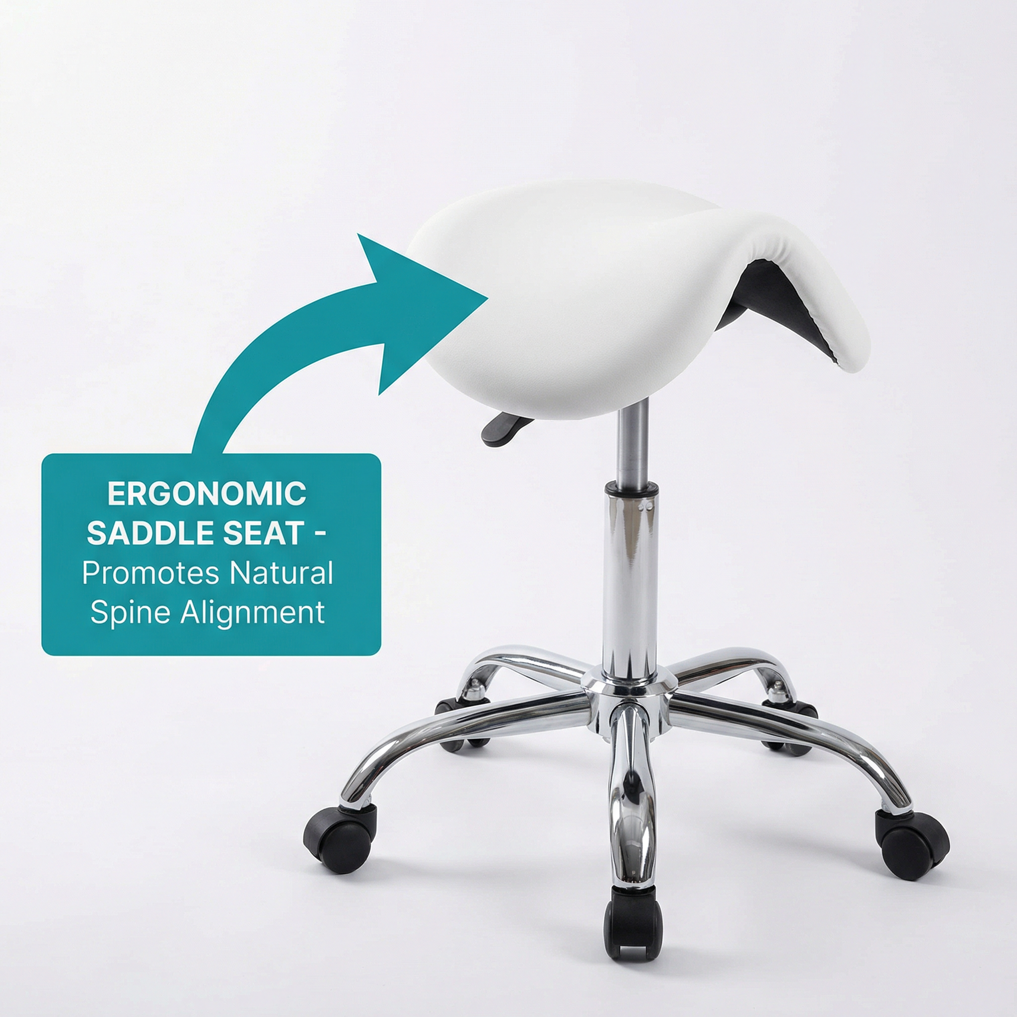 Saddle Stool - Salon Stool, Ergonomic Comfort, 360° Swivel