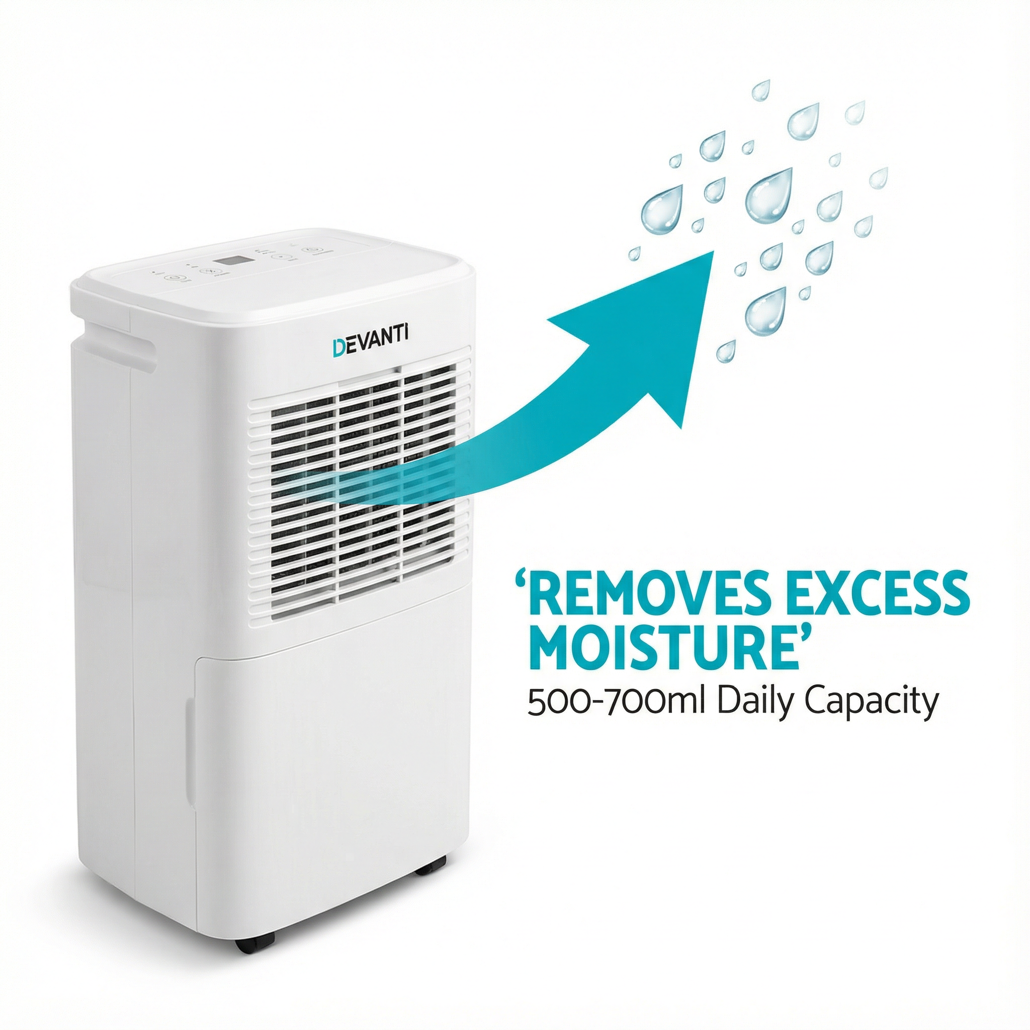 Devanti Dehumidifier - Remove Excess Moisture, Prevent Mould