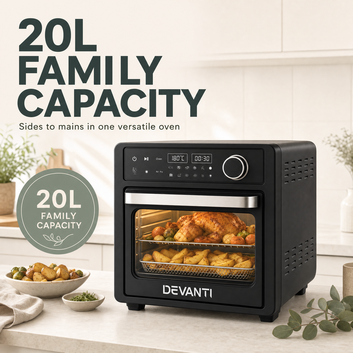 GlassGlow Daily Air Fryer – Healthy Cooking, Less Oil, Crisp Food Fast