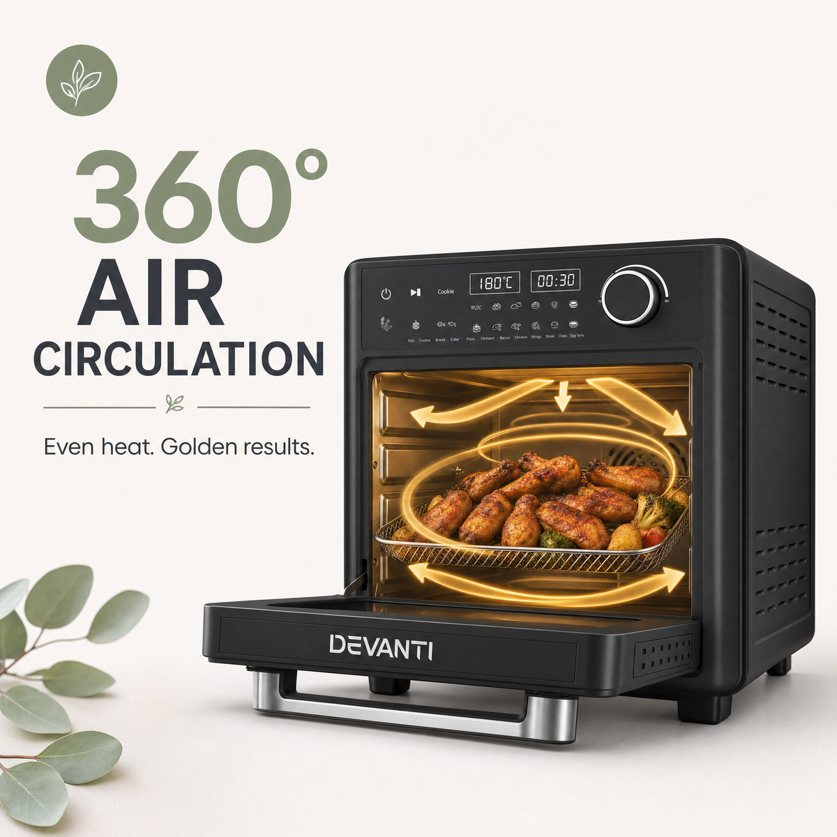 GlassGlow Daily Air Fryer – Healthy Cooking, Less Oil, Crisp Food Fast