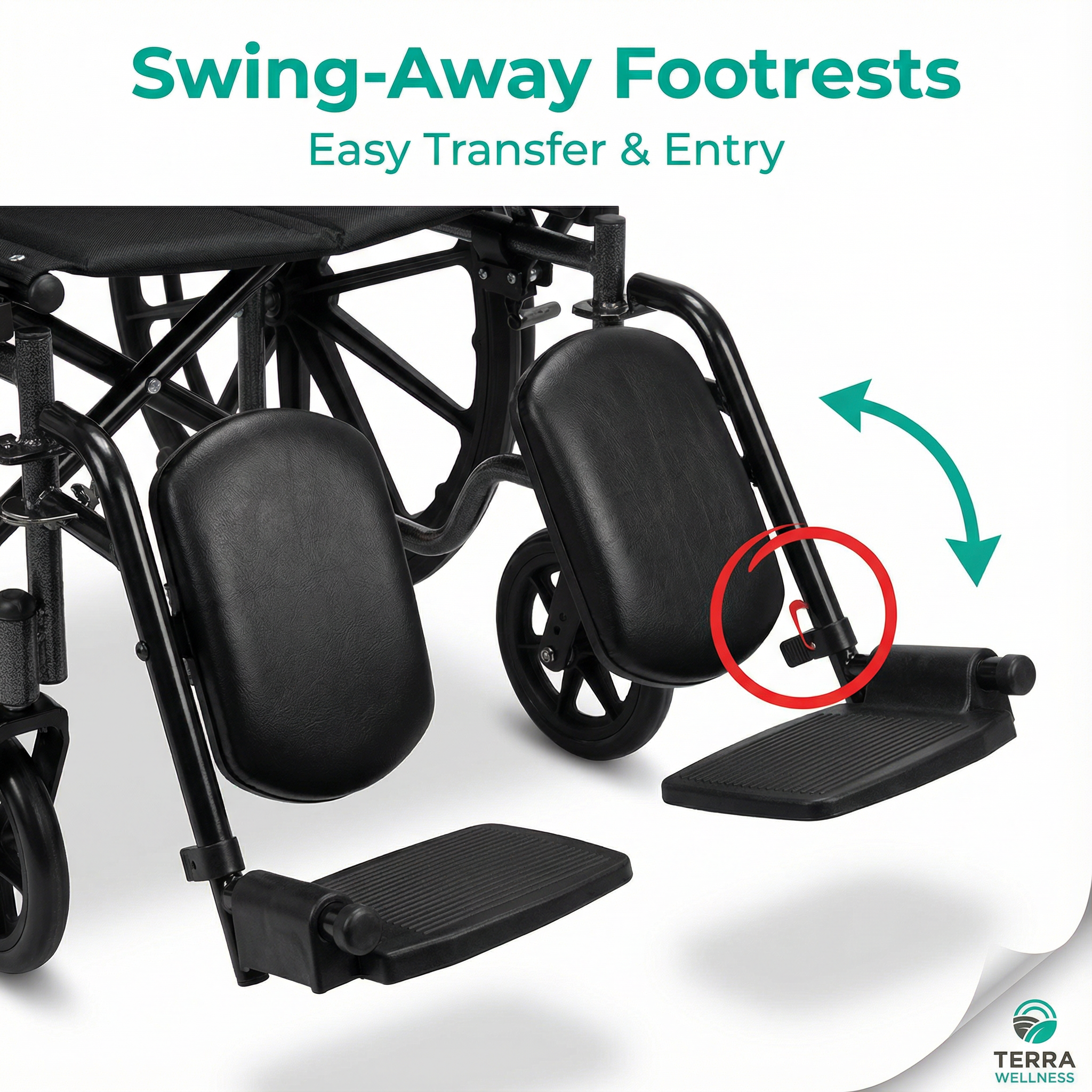 EQUPMED 24" Wheelchair - Folds For Easy Transport, Supports Up To 136kg