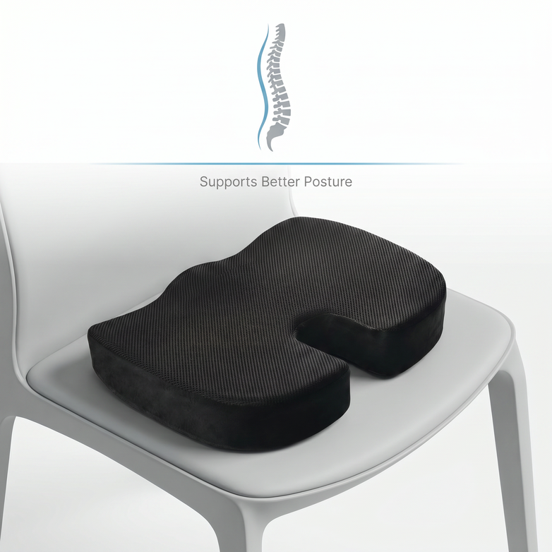 Orthopaedic Seat Cushion - Support Back Pain, Relieve Coccyx Pressure