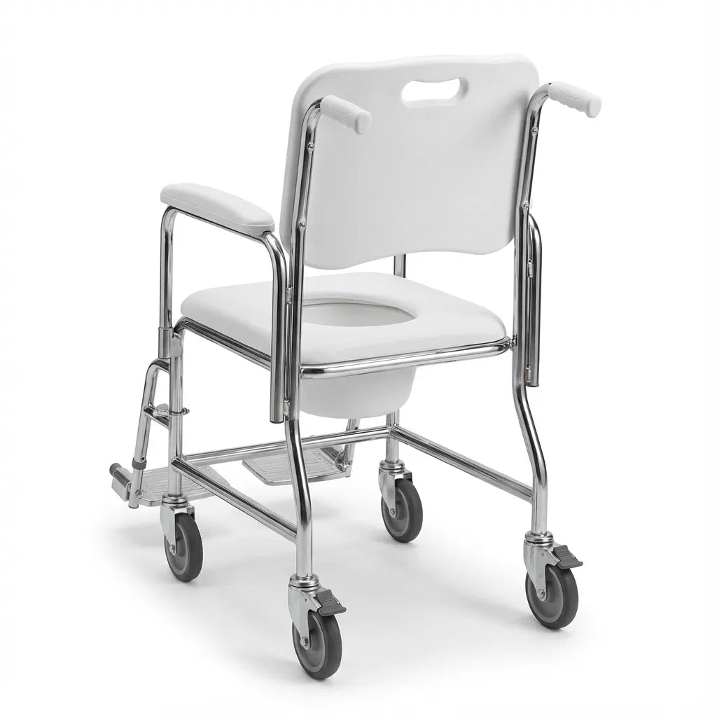 Commode Chair - Mobile Shower Chair, 3-in-1 Wheelchair, Smooth Easy Mobility