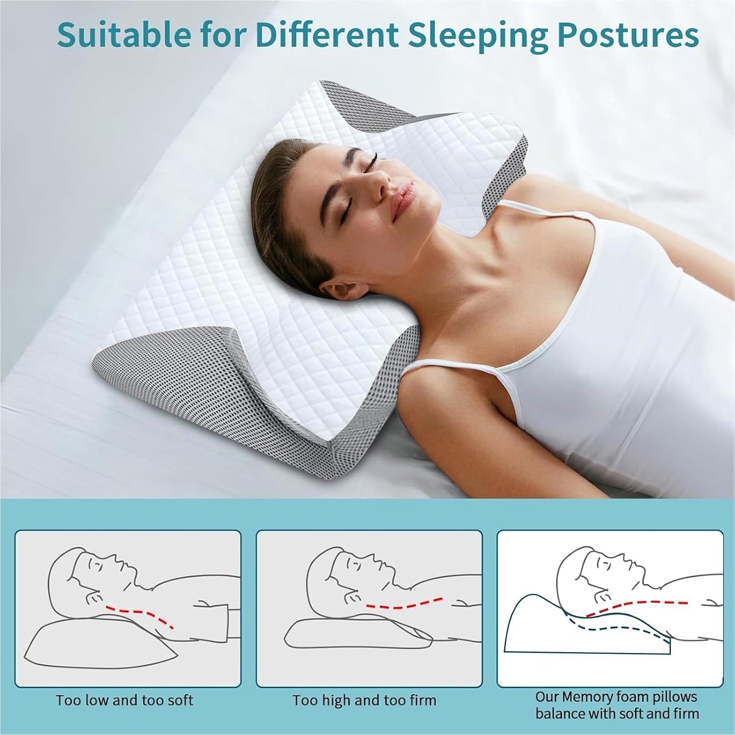 Cervical Neck Pillow - Align Spine Architecture, Erase Morning Stiffness Fast