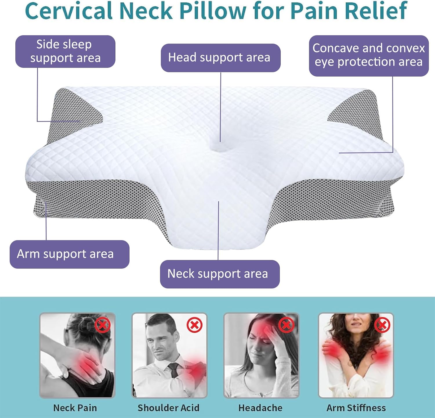Cervical Neck Pillow - Align Spine Architecture, Erase Morning Stiffness Fast