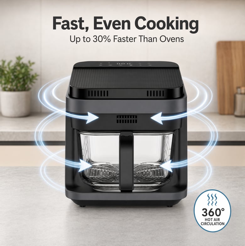 5.5L Glass Air Fryer - Healthy Choice, Reduce Oil.....