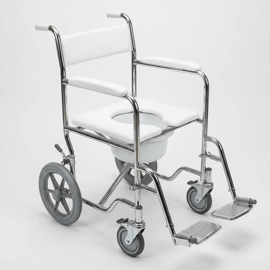 Commode Chair - Mobile Shower Chair, 3-in-1 Wheelchair, Smooth Easy Mobility