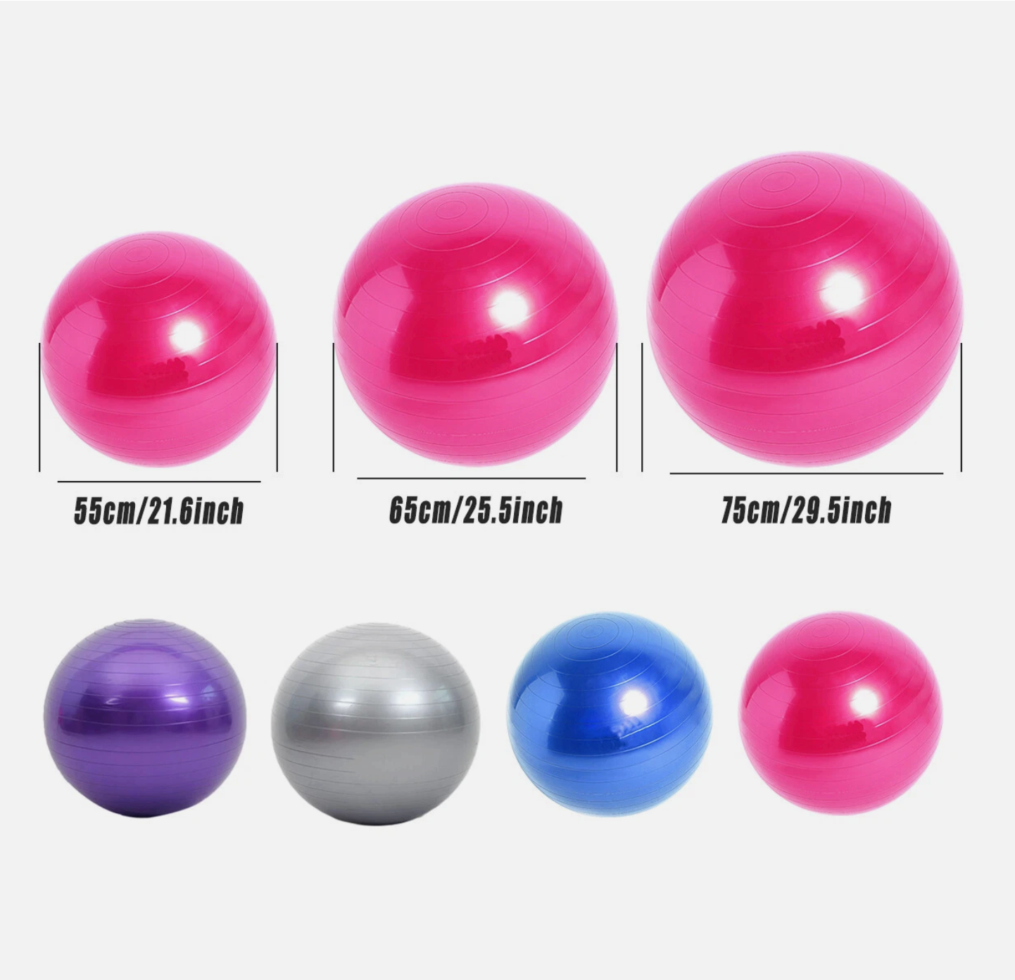 Swiss Exercise Ball 55-85cm - Build Core, Improve Balance