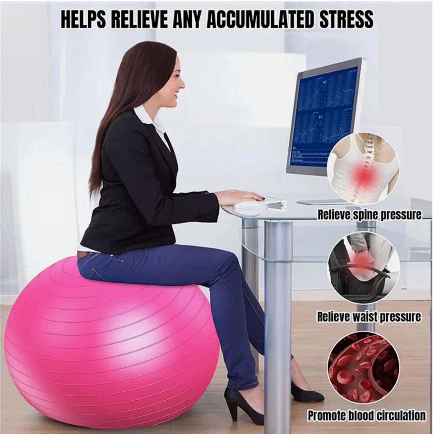 Swiss Exercise Ball 55-85cm - Build Core, Improve Balance