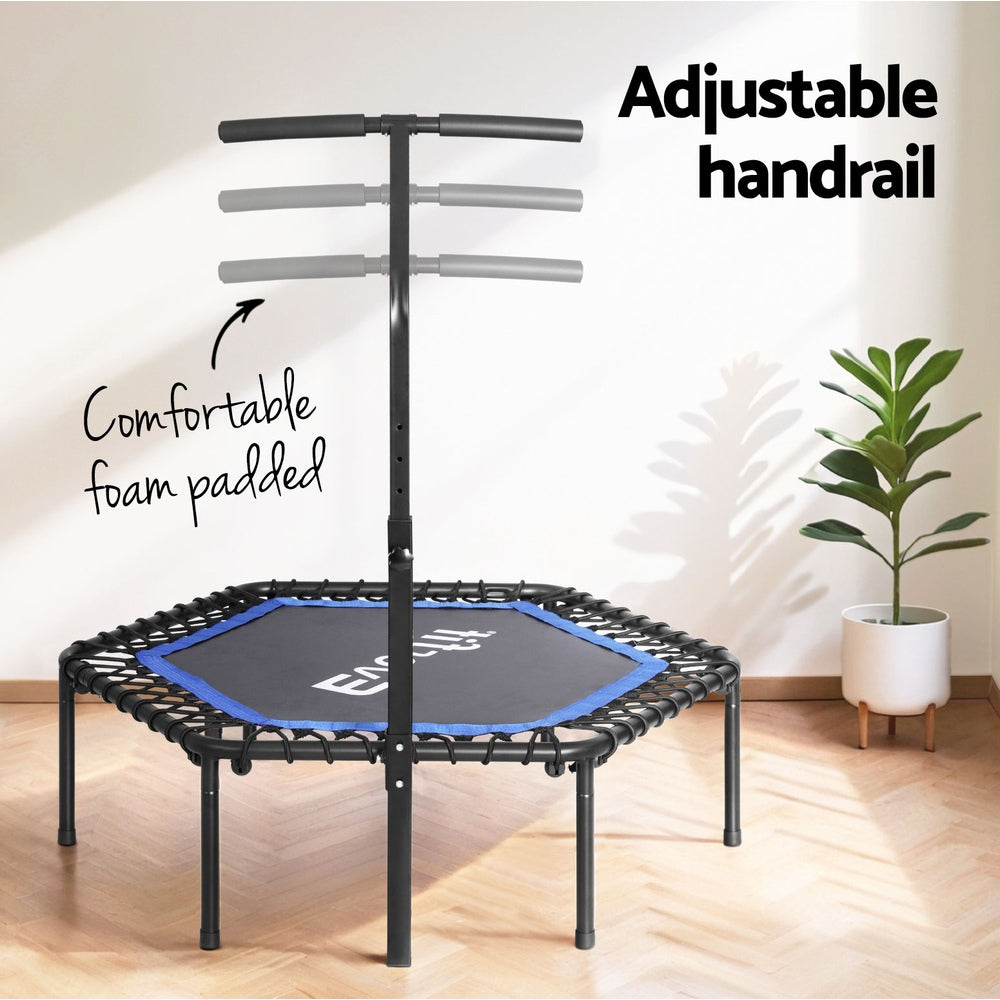 Exercise trampoline with adjustable handle for balance stability and safe home workouts